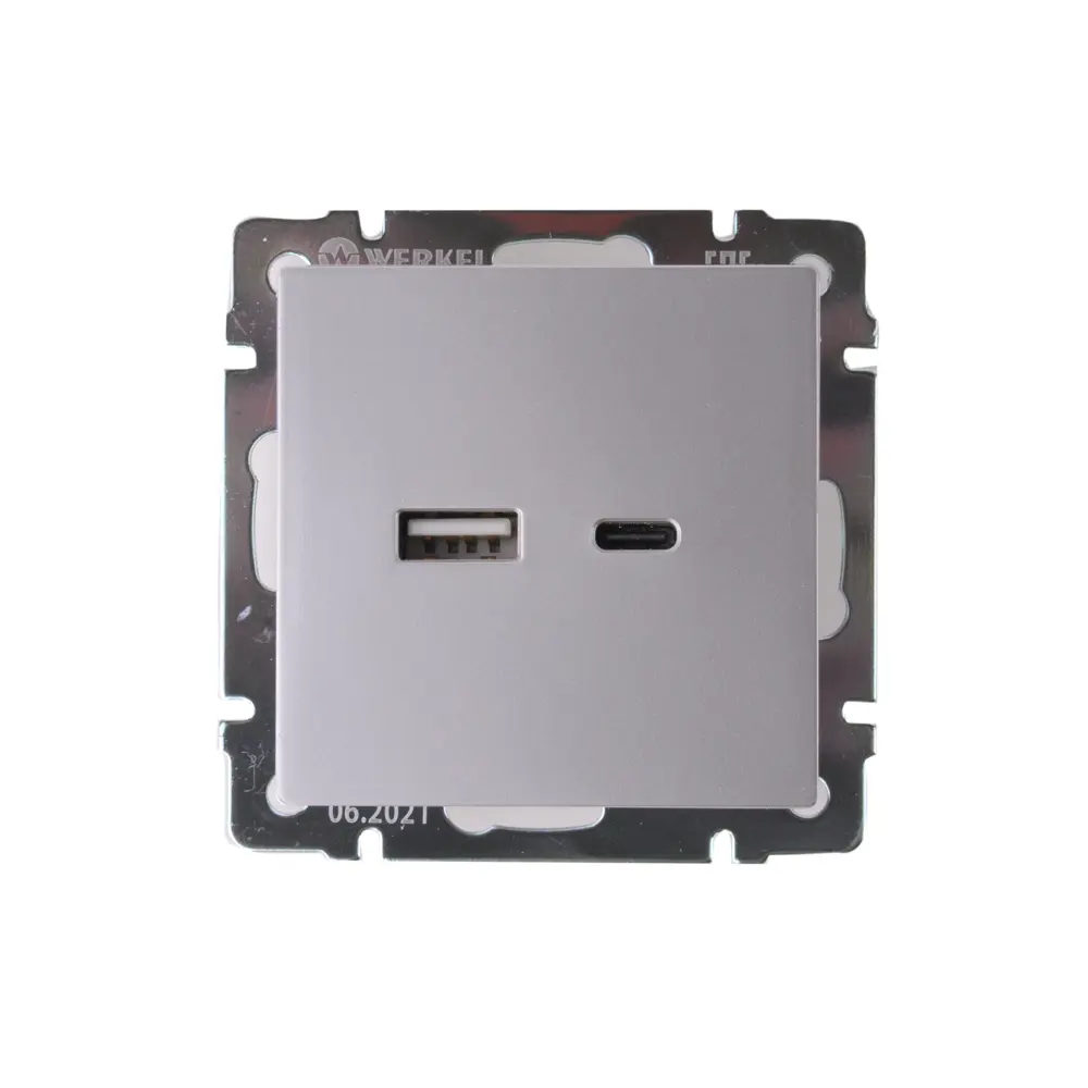 Розетка USB встраиваемая Werkel W1171806 серебряный Встраиваемые механизмы STLM-2051505
