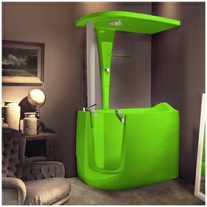 Ванна с кабиной GRUPPO TREESSE GEN-X STD-V3317|B3311-DX салатовая угловая сидячая с дверью правосторонняя