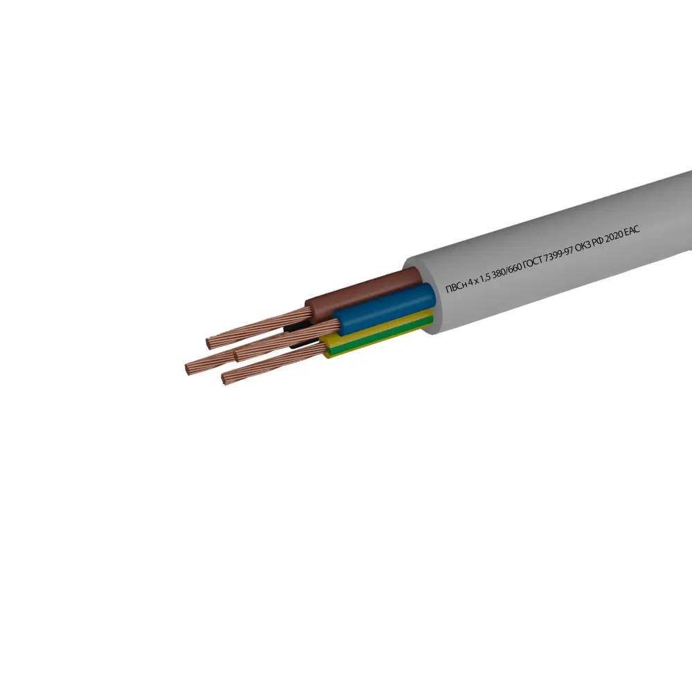 Провод Камит ПВС 4x1.5 50 м ГОСТ цвет белый STLM-2001192