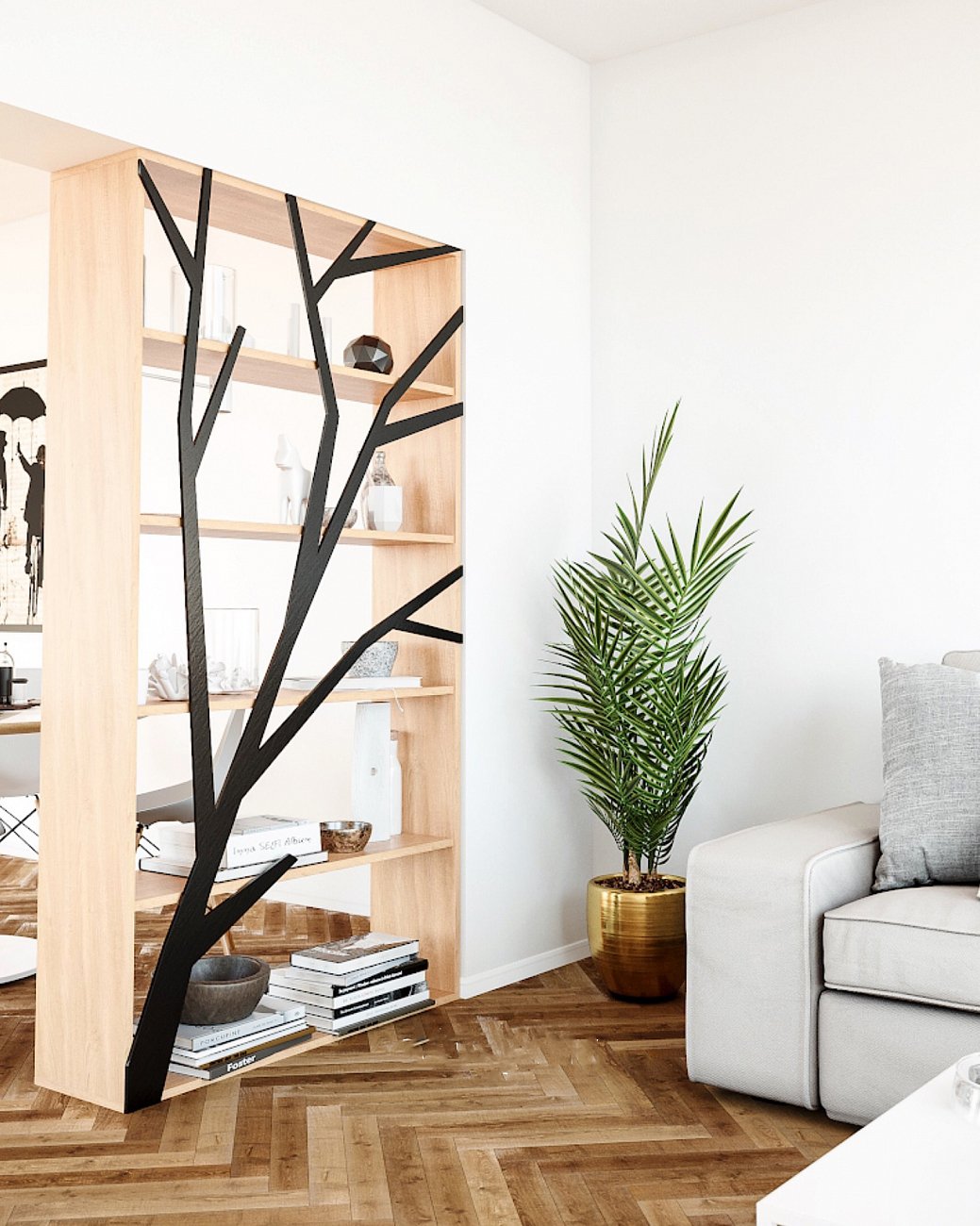 Стеллаж белый дизайнерский "Япония" от Odingeniy ODINGENIY  178433 Серый  - Вид №5