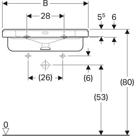 128575000 Раковина Geberit Renova Comfort Square, безбарьерная Geberit  - Вид №3
