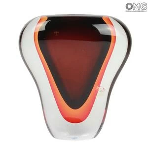 1703 ORIGINALMURANOGLASS Ваза Красная кобра - соммерсо - муранское стекло  см