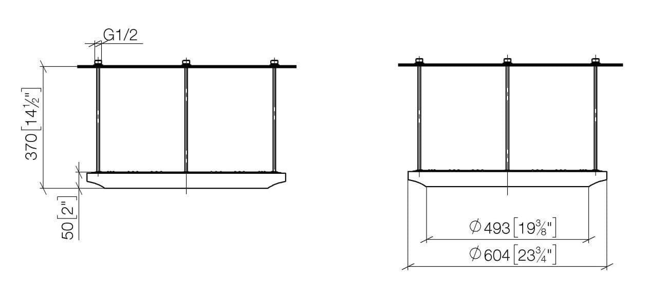Круглая потолочная душевая головка с 3 струями DornBracht AQUAHALO ARCH-00016314 - Вид №8