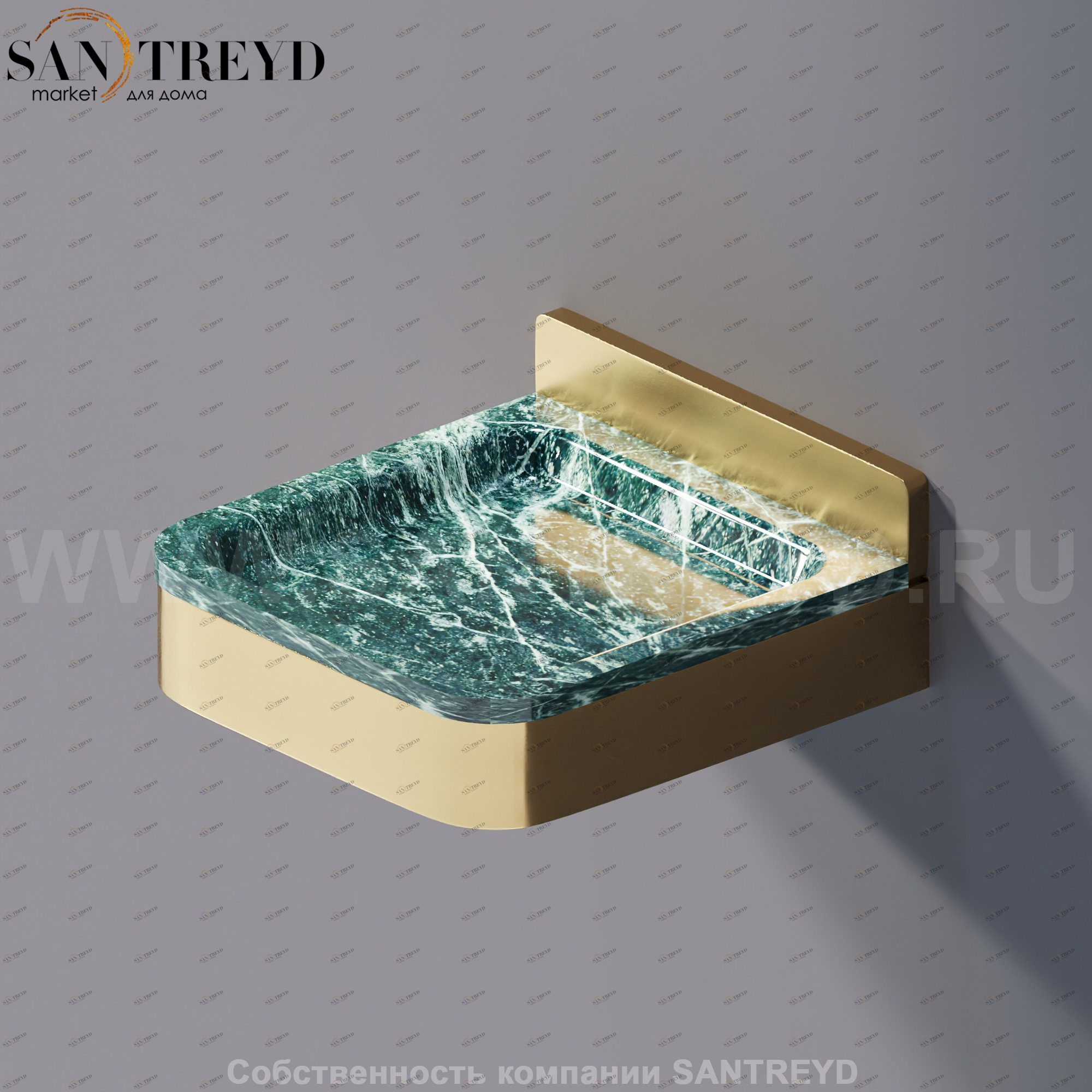 Agape MEMORY Мыльница из зеленого мрамора в бронзовом каркасе AMEM851NRVP