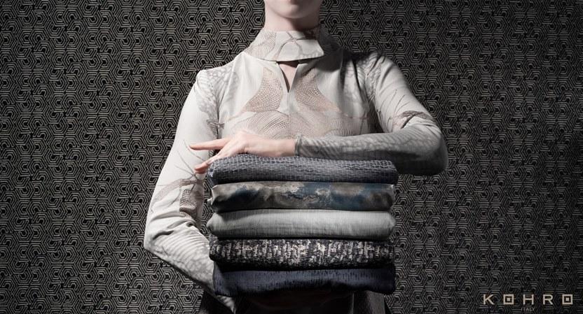 KOHRO Хлопковая ткань с графическими мотивами A gong on the river K0006081  - Вид №3