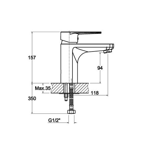 Orange Flipo M23-021cr однорычажный смеситель для раковины Белый sun-id-1516809 - Вид №1