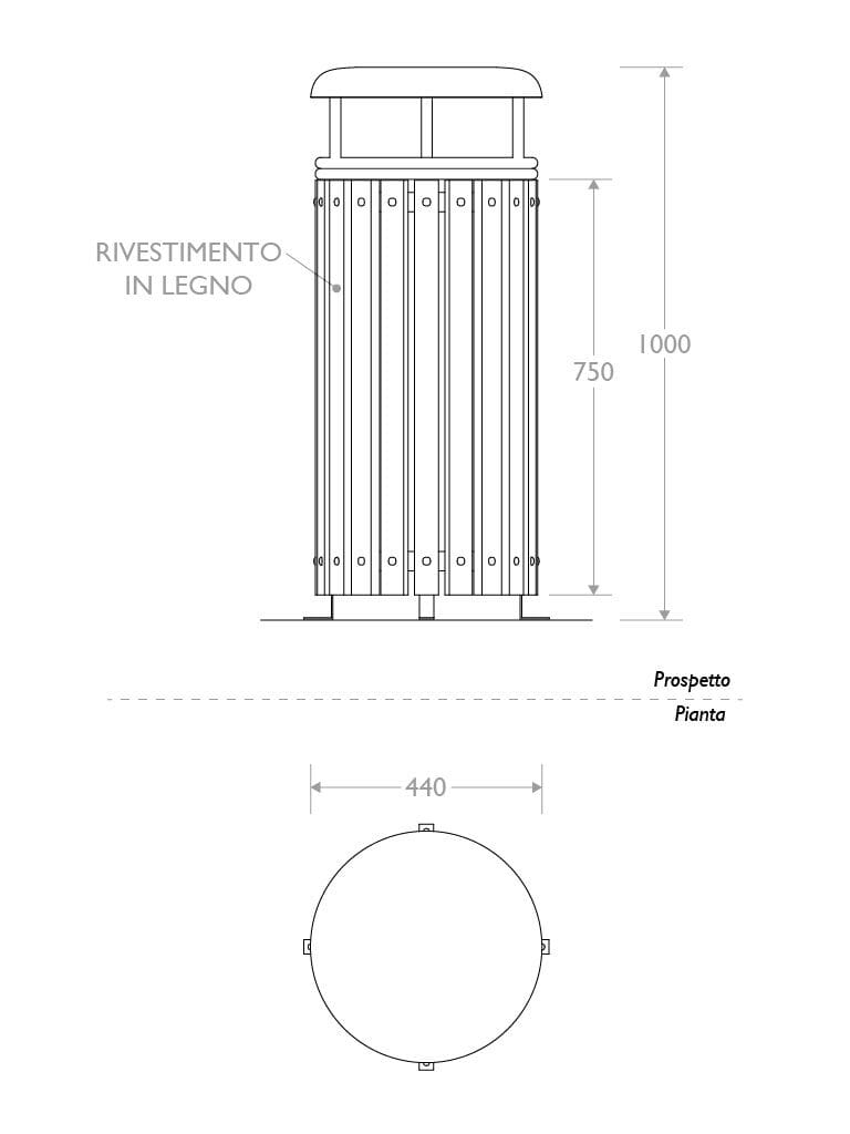 Деревянная стойка для мусора с крышкой EUROCOMITALIA современная мебель ARCH-00055847 - Вид №3
