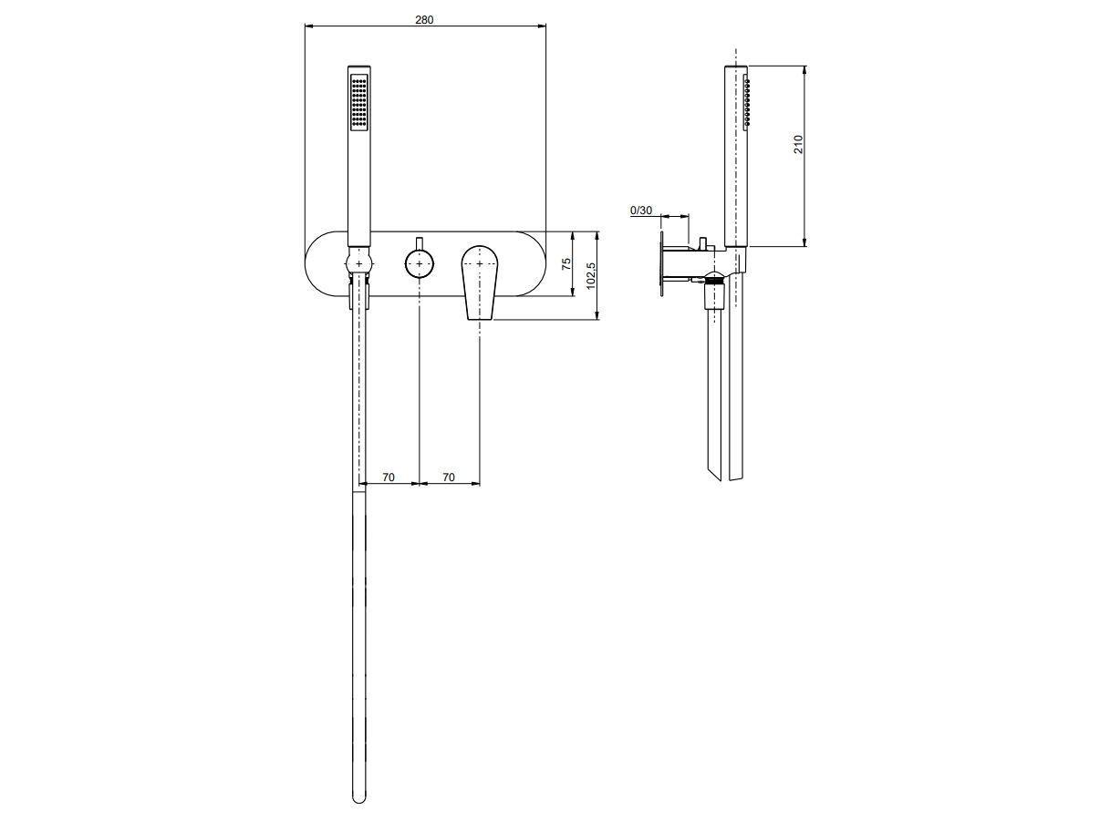 Однорычажный встраиваемый смеситель для ванны с ручным душем Rubinetterie Frattini отдельная эстетика ARCH-00002063 - Вид №2