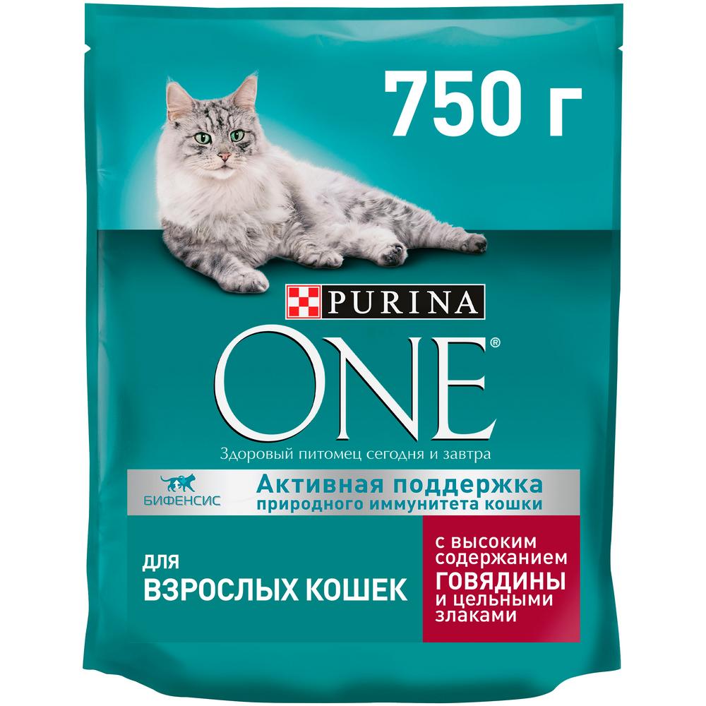 ПР0059656 Корм для кошек Говядина, цельные злаки сух. 750г ONE  - Вид №8
