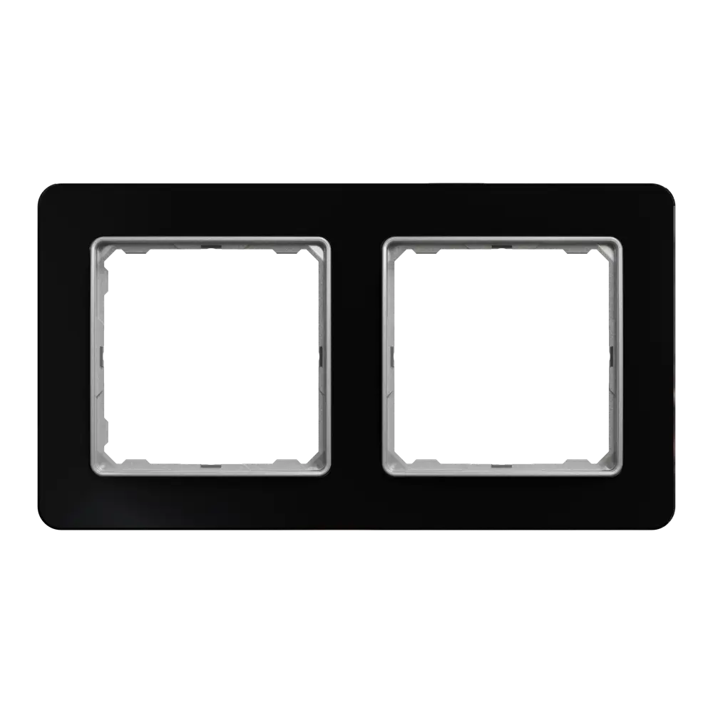 Рамка для розеток и выключателей Systeme Electric Sedna Design 2 поста, цвет чёрное стекло STLM-2002893