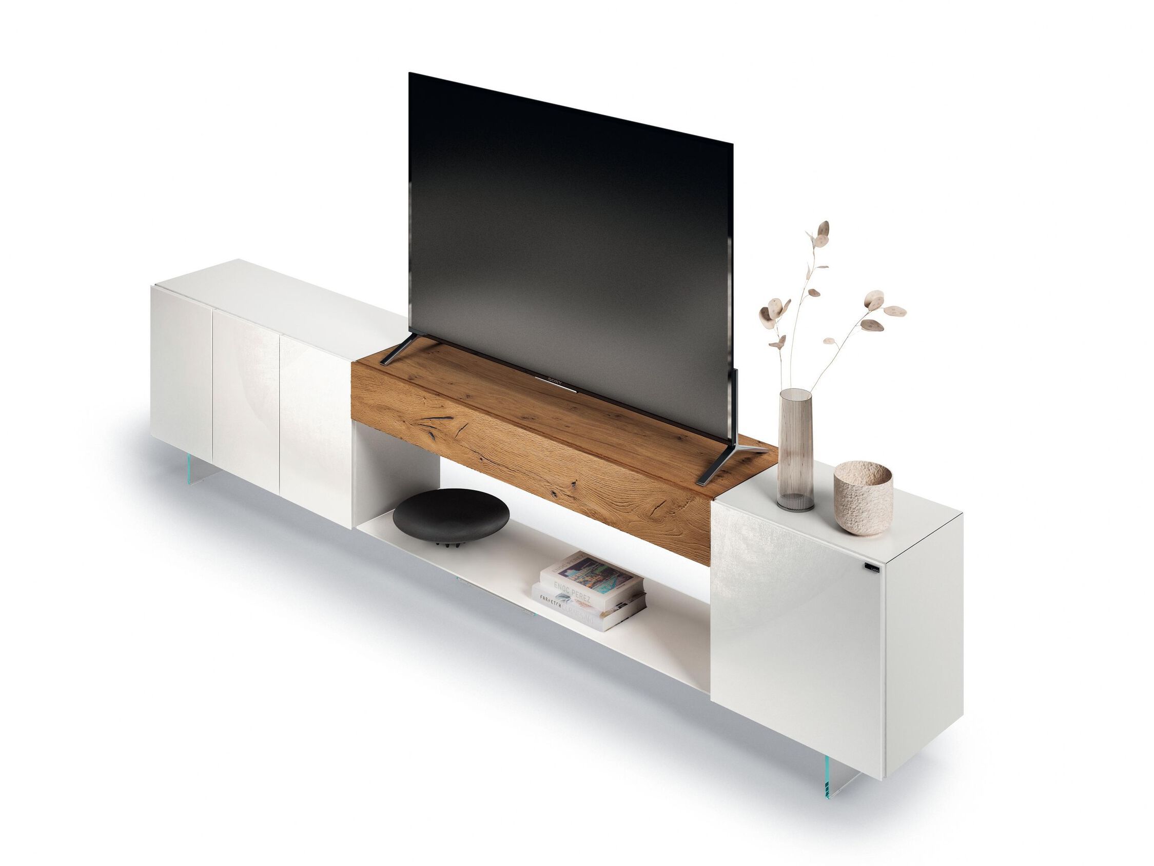 Шкаф для телевизора из дерева и стекла Lago 36e8 ARCH-00065392