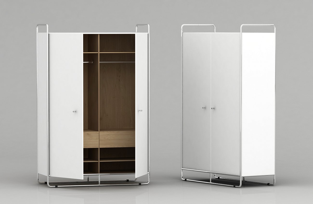 Шкаф двухдверный на металлических ножках белый Bauhaus WOODI  00-3966115 Белый  - Вид №7