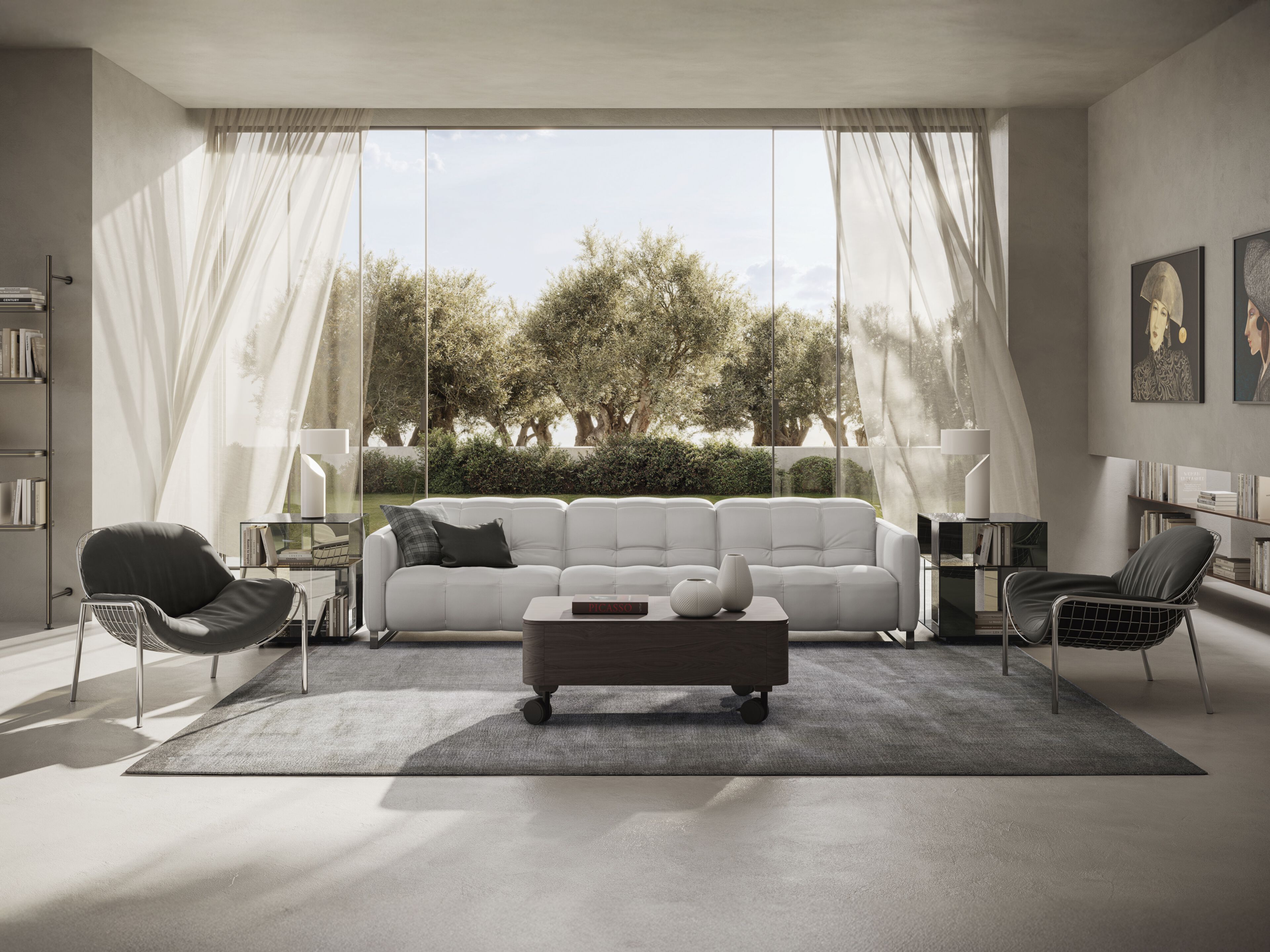 3-местный электрический подвижный тканевый диван с откидной спинкой Natuzzi Italia Philo ARCH-00143556 - Вид №1