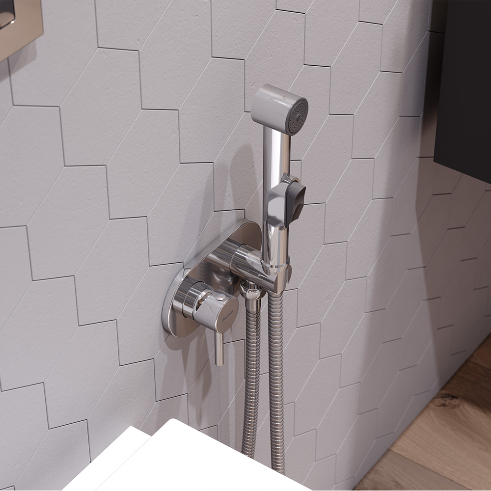 212000000 смеситель монтируемый в стену с гиг.душем Damixa Option - Вид №2