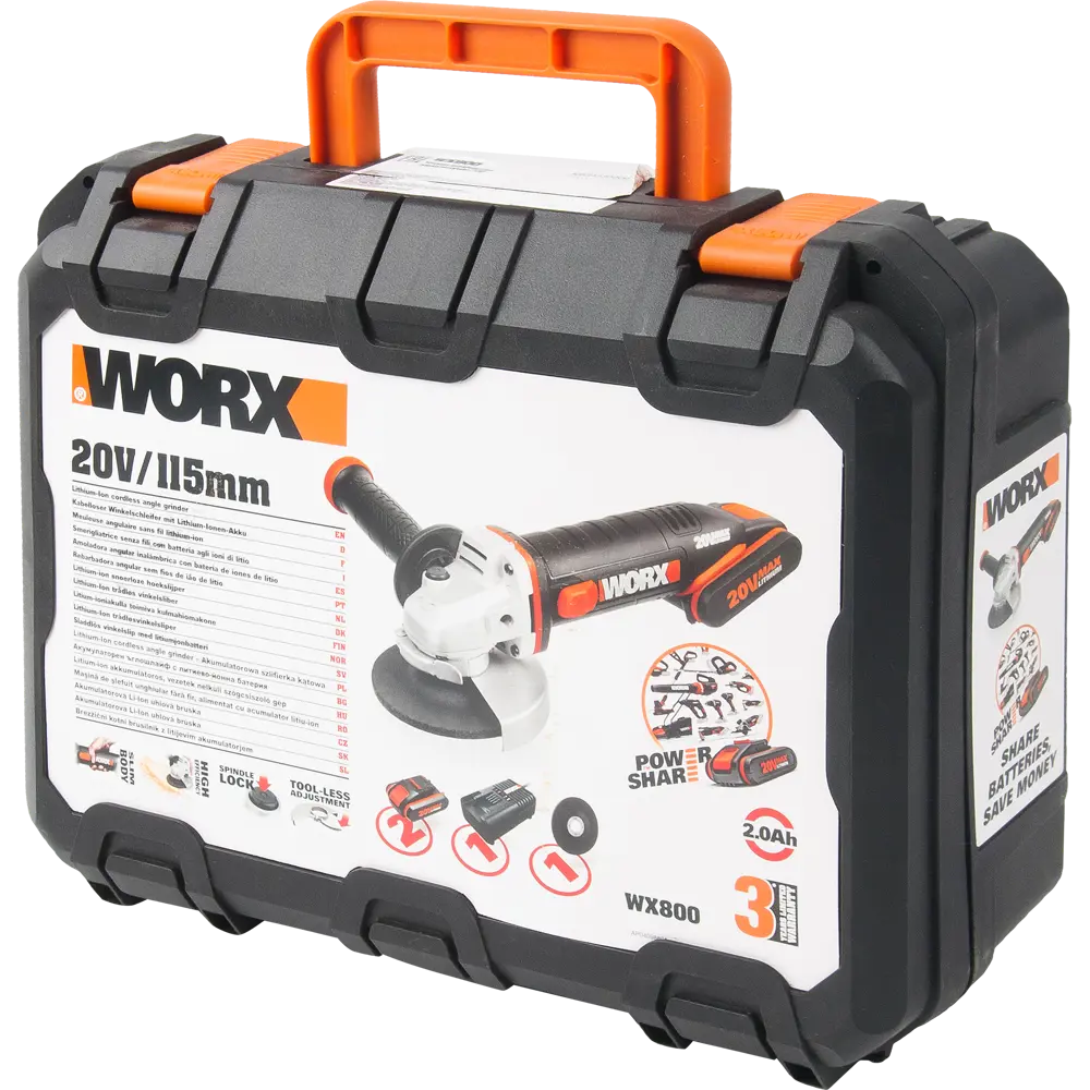 Аккумуляторная углошлифовальная машина WORX WX800 с двумя батареями 82348163 STLM-0025103 - Вид №6