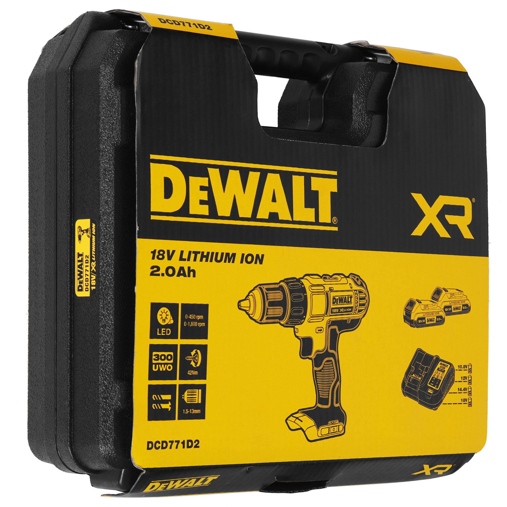 Дрель-шуруповерт DeWalt DCD771D2-KS XR FLEXVOLТ 18/54V 5437796 STDN-0069673 - Вид №8