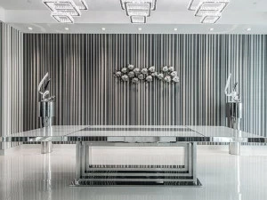 Officine Sandrini Прямоугольный обеденный стол из нержавеющей стали и стекла Frame