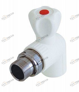 Кран шаровый KALDE D25х3/4" НР угловой с американкой белый 3242VRE250C00