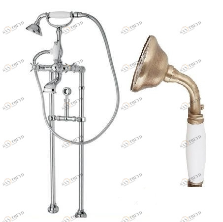 Напольный смеситель для ванны с кронштейном для слива-перелива CEZARES LORD-VDPS-02-Bi