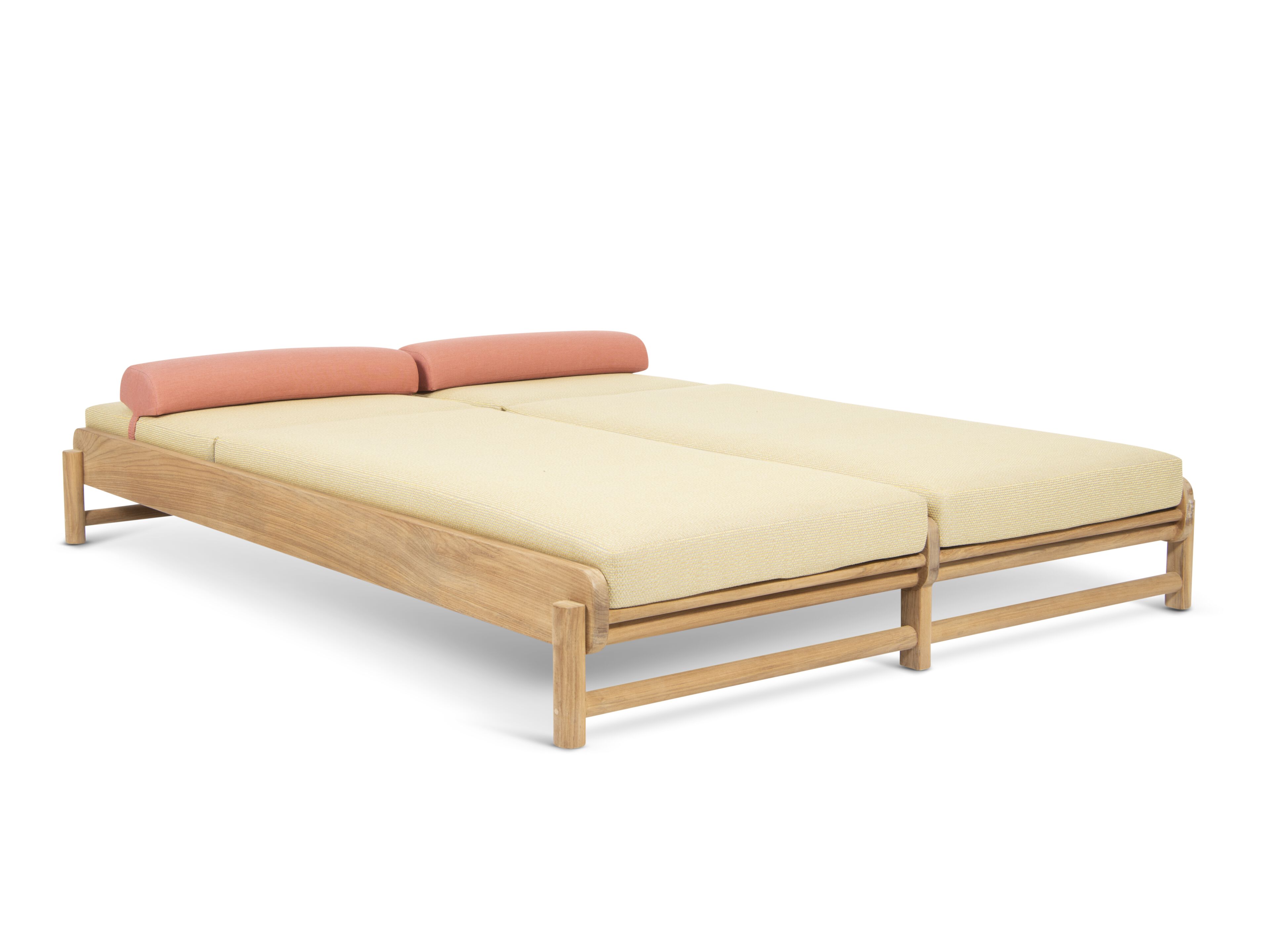 Двойная Садовая кровать из тикового дерева с подушками Sunbrella FJAKA Pomalo ARCH-00026397 - Вид №3