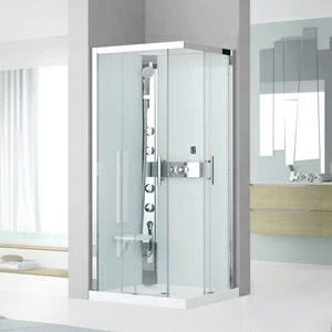 Душевая кабина 80x80 GLAX 3 A80 HYDROMASSAGE Novellini GLAX 3 с высоким душевым поддоном и серебристым профилем