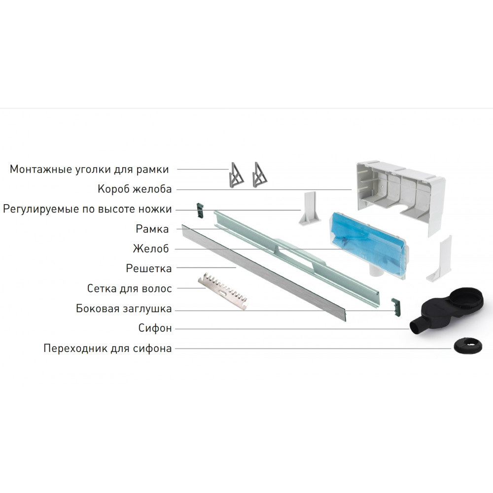 091057 Желоб водосток WALL 1000 пристенный  Berges WALL - Вид №4