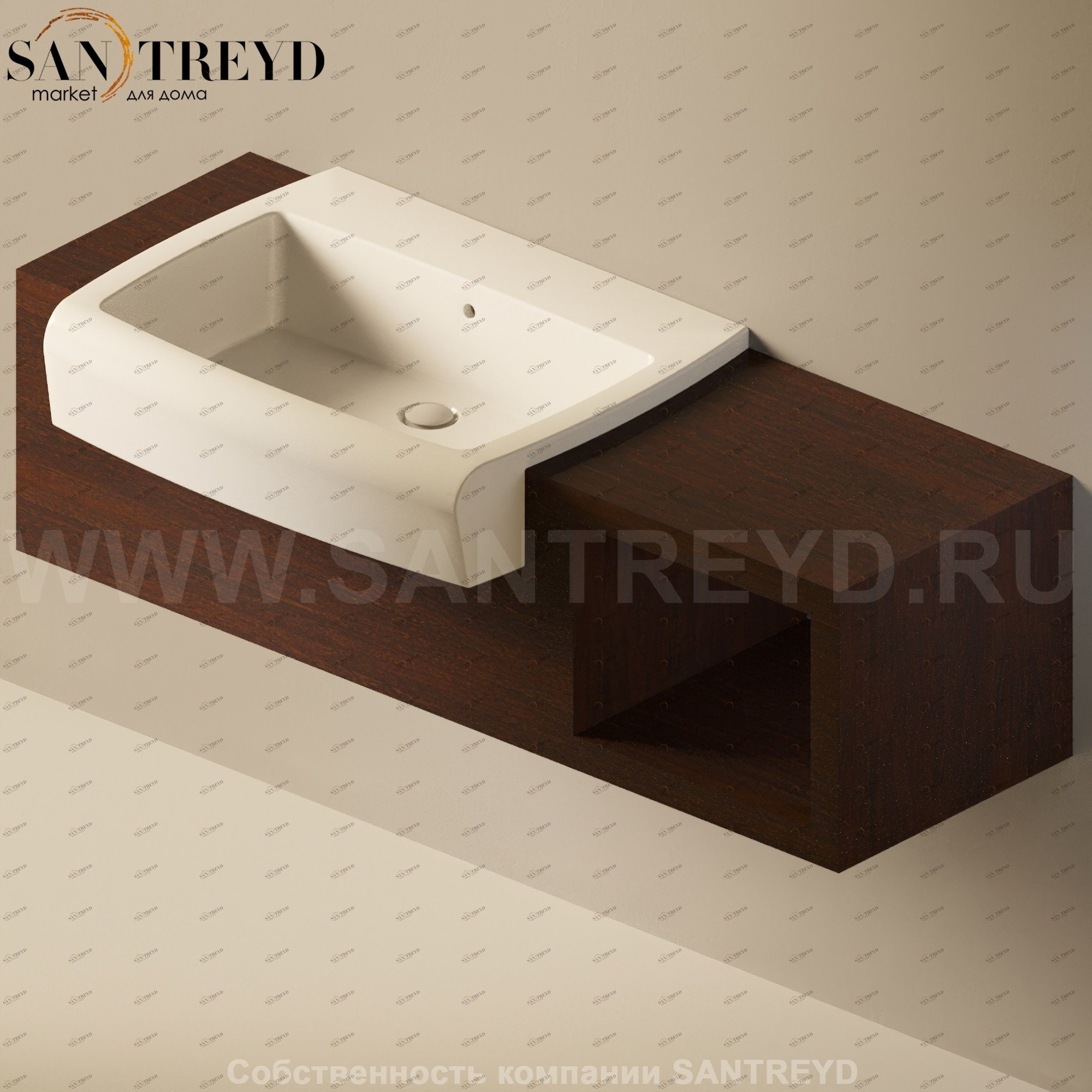 Flaminia UNA Консоль для раковины от 140 до 240 см с местом хранения темный дуб UNA75V1.WD Ceramica Flaminia UNA75V1WD