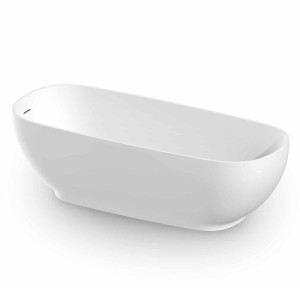 Овальная ванна в центре комнаты в твердой поверхности