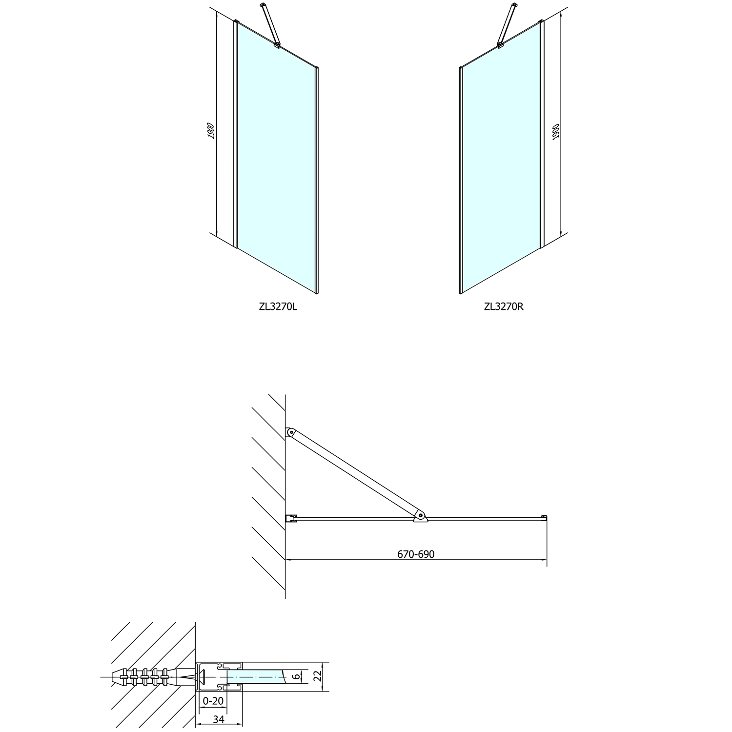 ZL3270 Polysan Ширмы для душа ZOOM LINE  - Вид №4