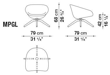 B&B Italia Вращающийся стул на жердочке из ткани Mart sun-id-1355550 - Вид №5