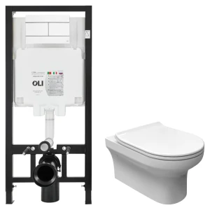 Комплект инсталляции Oli 80 Eco с унитазом тип ободка закрытый Sensea Favori