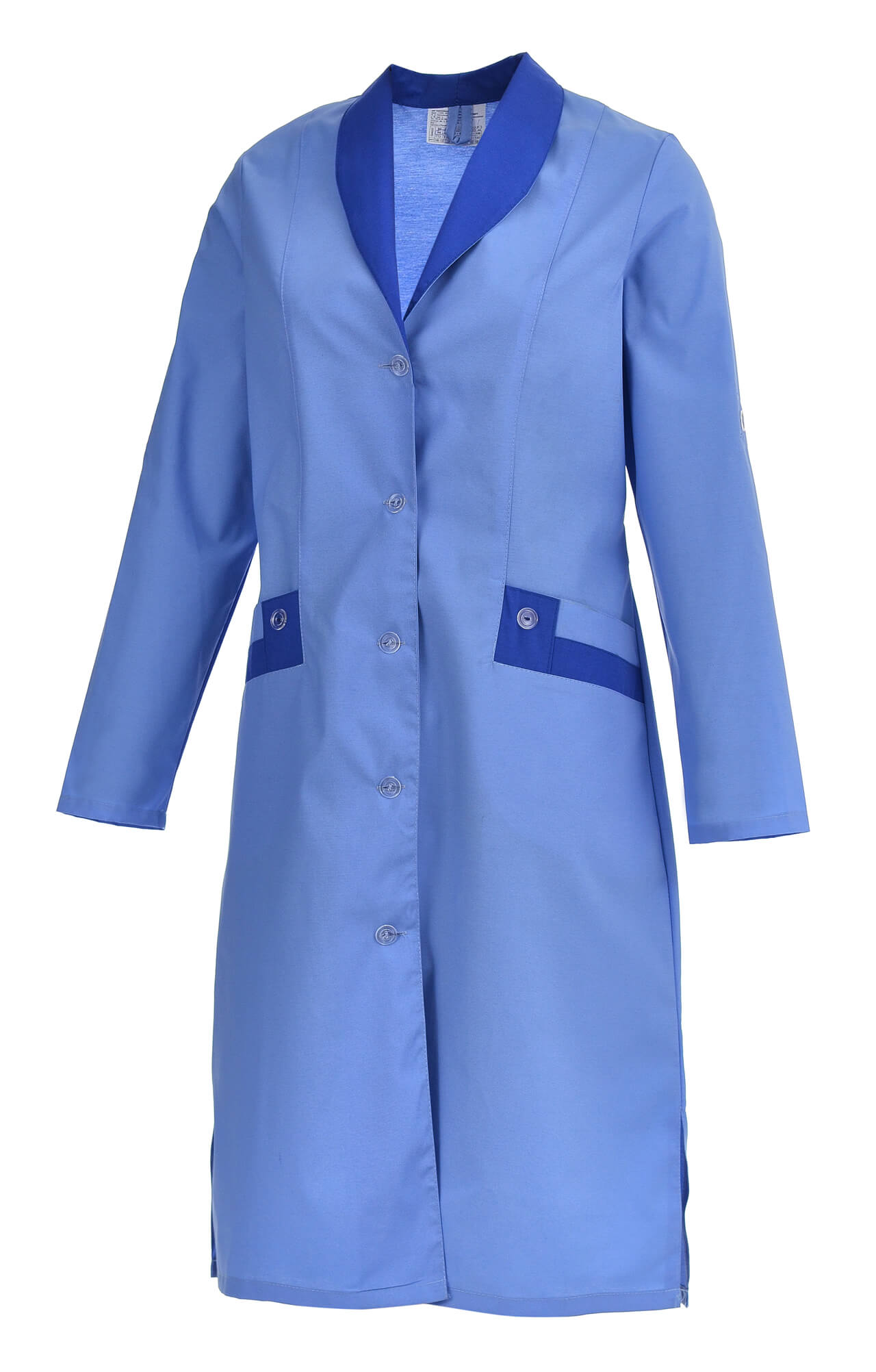 61740 Халат "Радуга" длинный рукав голубой  Одежда для обслуживающего персонала  размер 64 Спецодежда  - Вид №1
