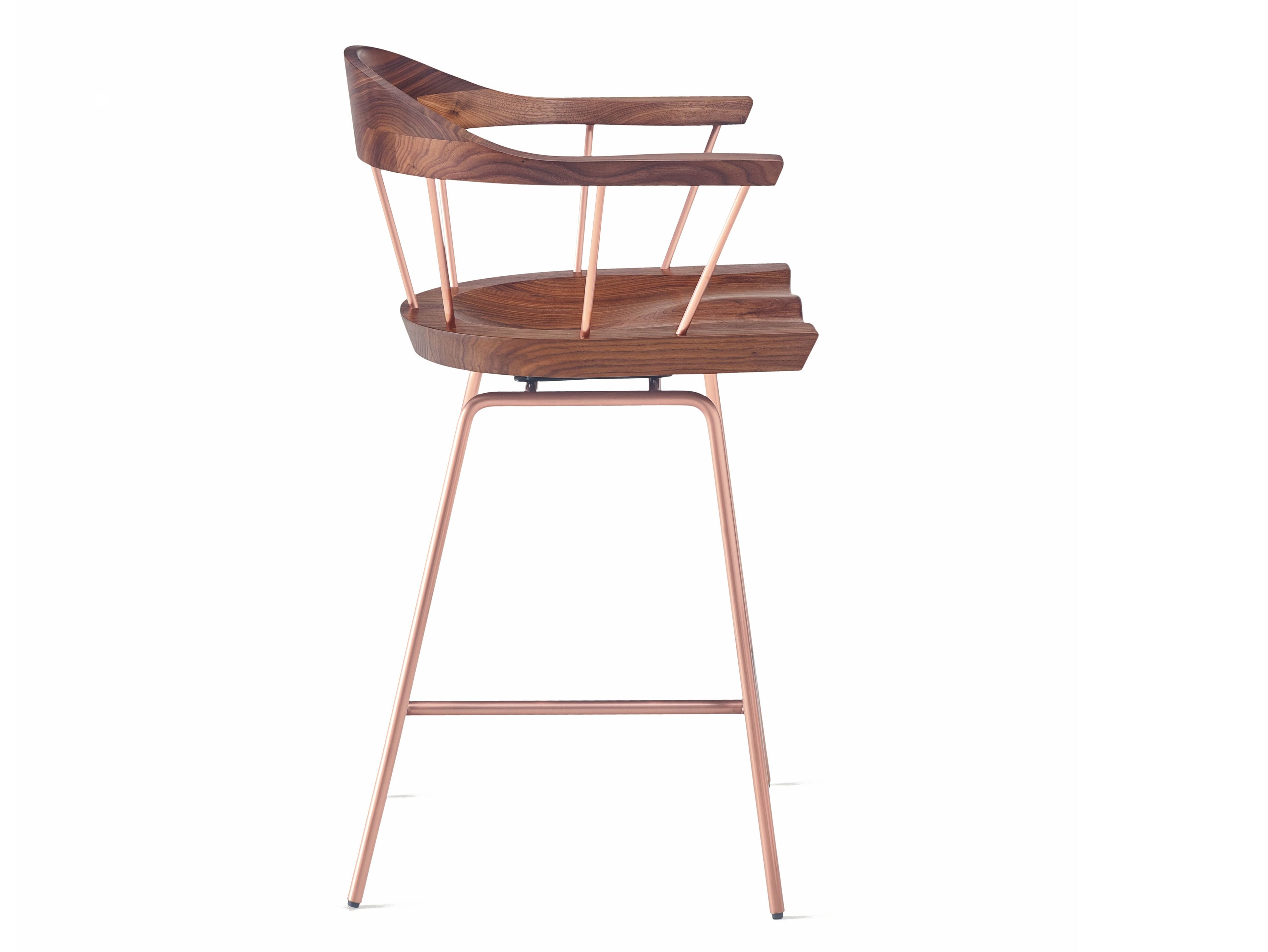 Стальной и деревянный табурет с подлокотниками BassamFellows Spindle ARCH-00094965 - Вид №1