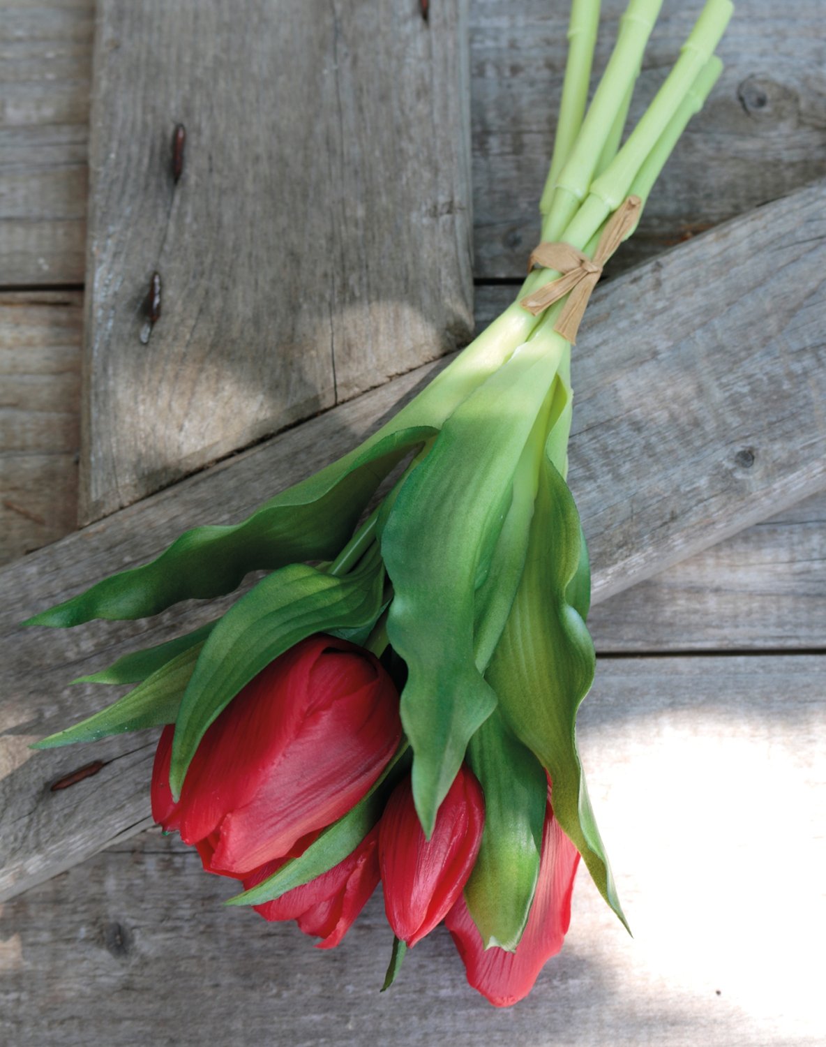 2941 444 a3 Искусственный букет тюльпанов, 5-цветков, 28 см, красный H-andreas  - Вид №7