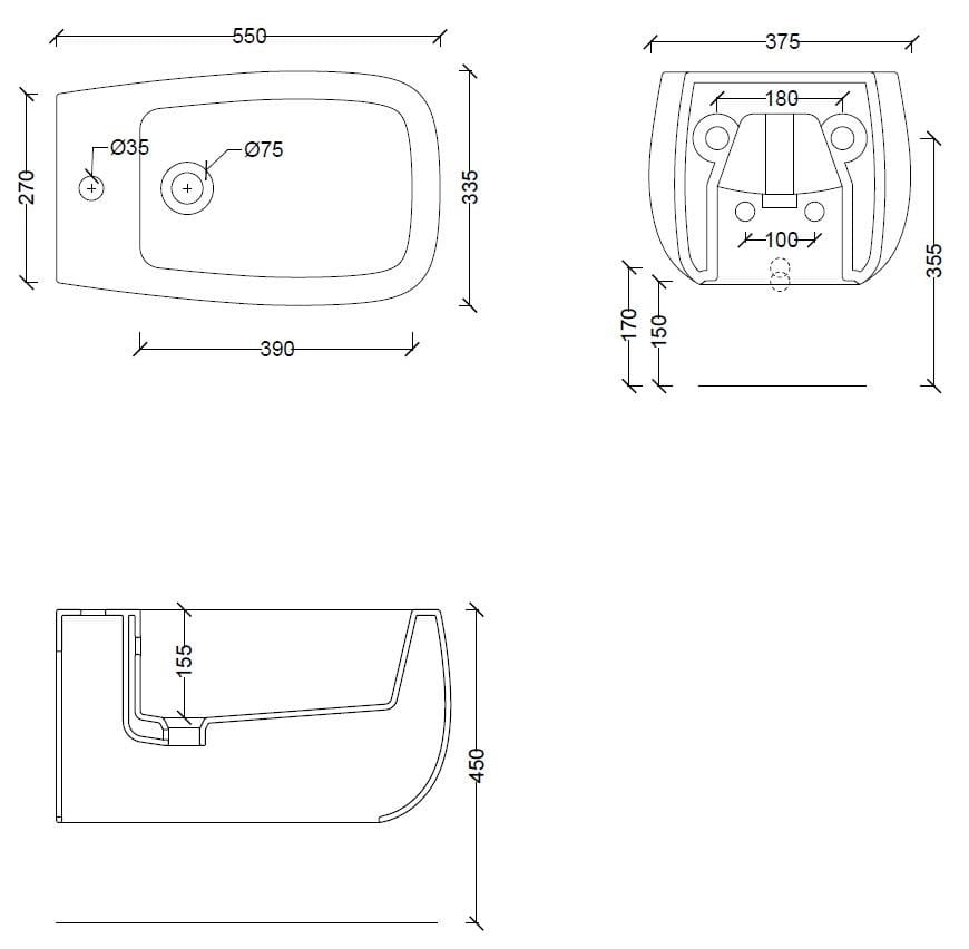 Керамическое подвесное биде Alice Ceramica NUR ARCH-00035737 - Вид №14