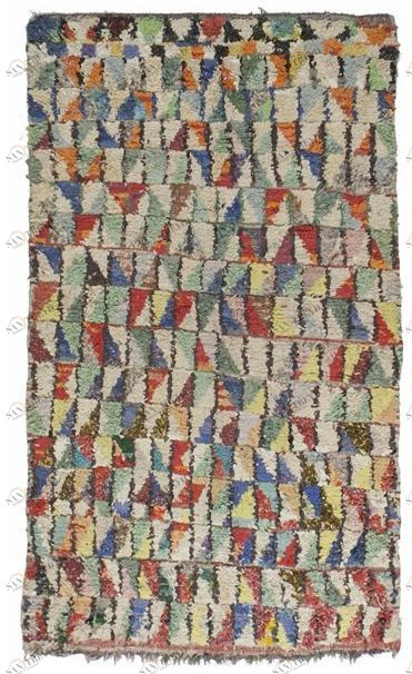 AFOLKI Прямоугольный шерстяной коврик с длинным ворсом и узором Azilal Taa1188be