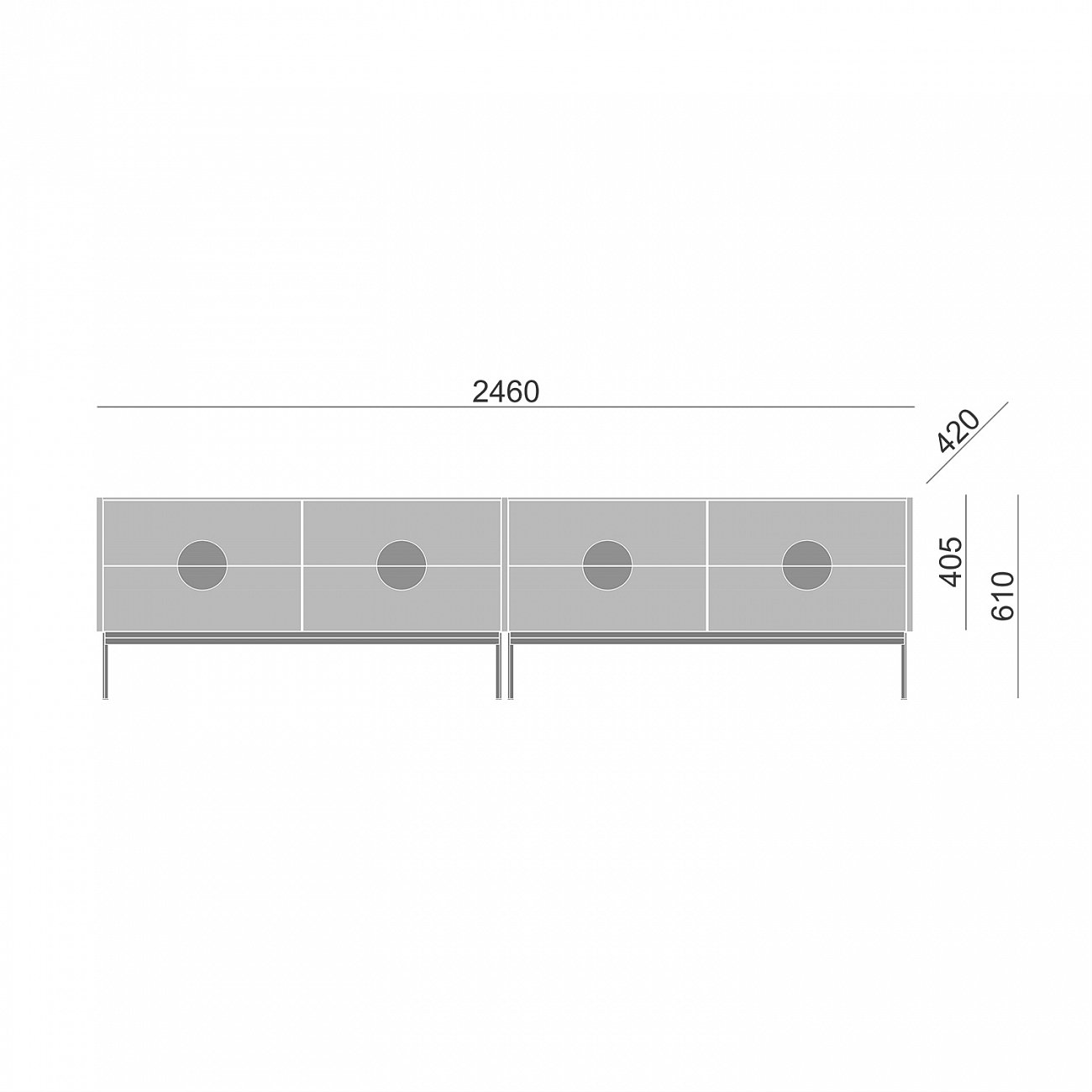Тумба под телевизор с ящиками 61х246 см черная Alto BRAGIN DESIGN LIVING 00-3862439 Черный - Вид №1