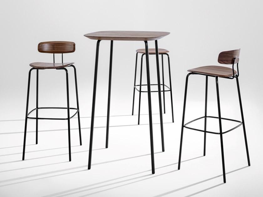 ZEITRAUM Барный стул из стали и дерева со спинкой и подставкой для ног Okito sun-id-1481468 - Вид №1