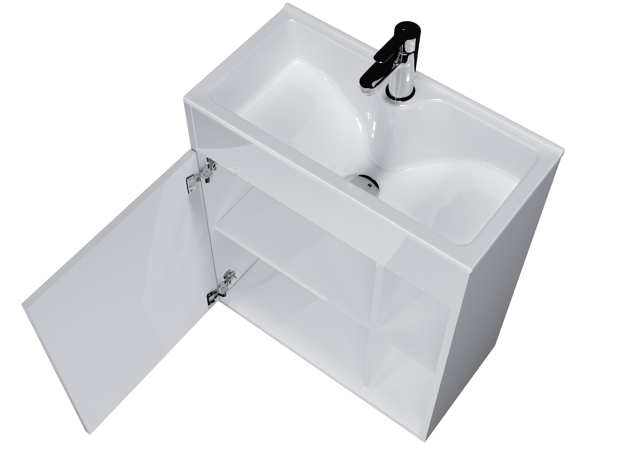 У83298 Тумба с раковиной Lido 60Н 1д. Белый глянец 1 Marka LIDO