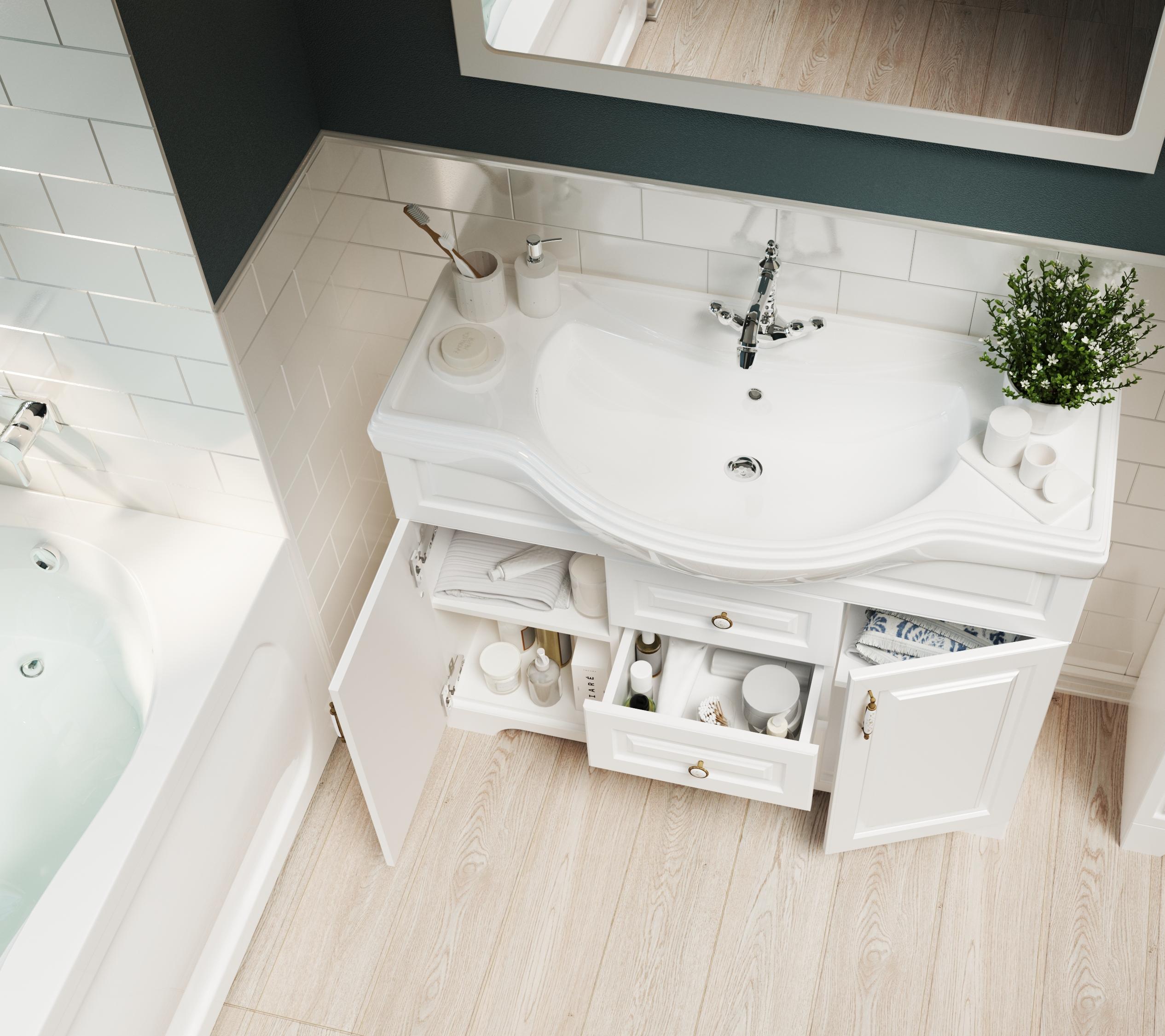 У94490 Тумба Прованс New 80Н 2в.я. 2д. Белый глянец 1 Marka Прованс - Вид №5