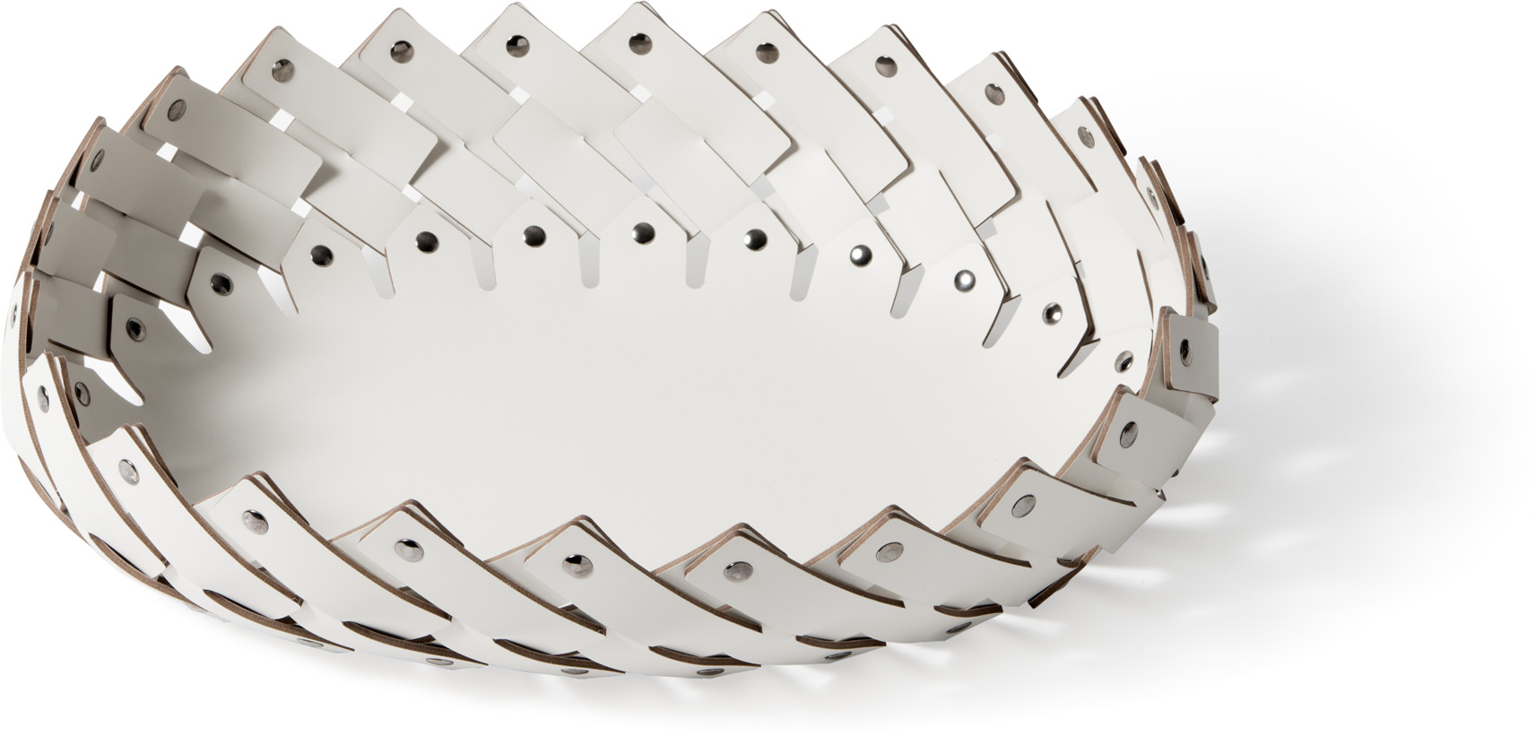 Овальная корзина Almeria - 51X45XH13 см / регенерированная кожа_серо-коричневый