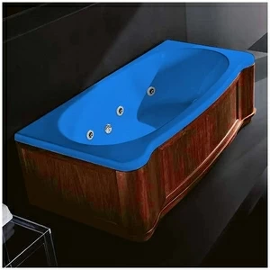 Ванна Gruppo treesse New Classic Young STX-V674B-DX-KCS-G голубая с гидромассажем и дезинфекцией прямоугольная правая деревянная панель орех