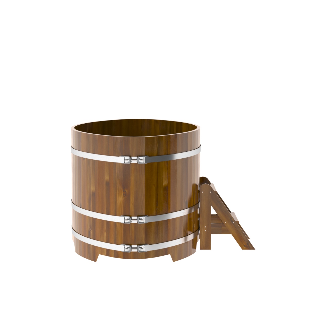 2287 Купель овальная из лиственницы Рустик 1,08х1,75х1,0 морёная Alyarus  - Вид №3