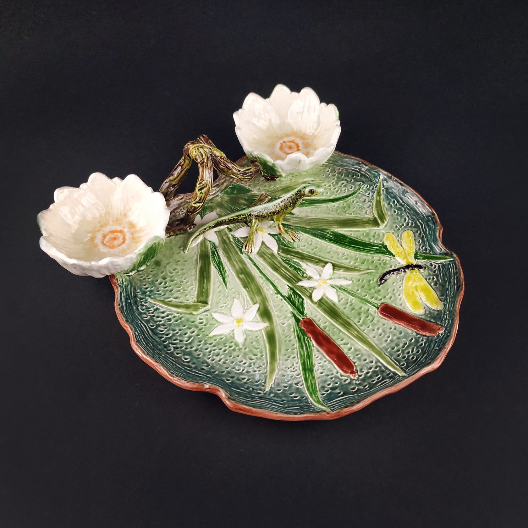 Блюдо для закусок (с двумя кувшинками) Голубой PROVANSFAIENCE sun-id-994603 - Вид №19