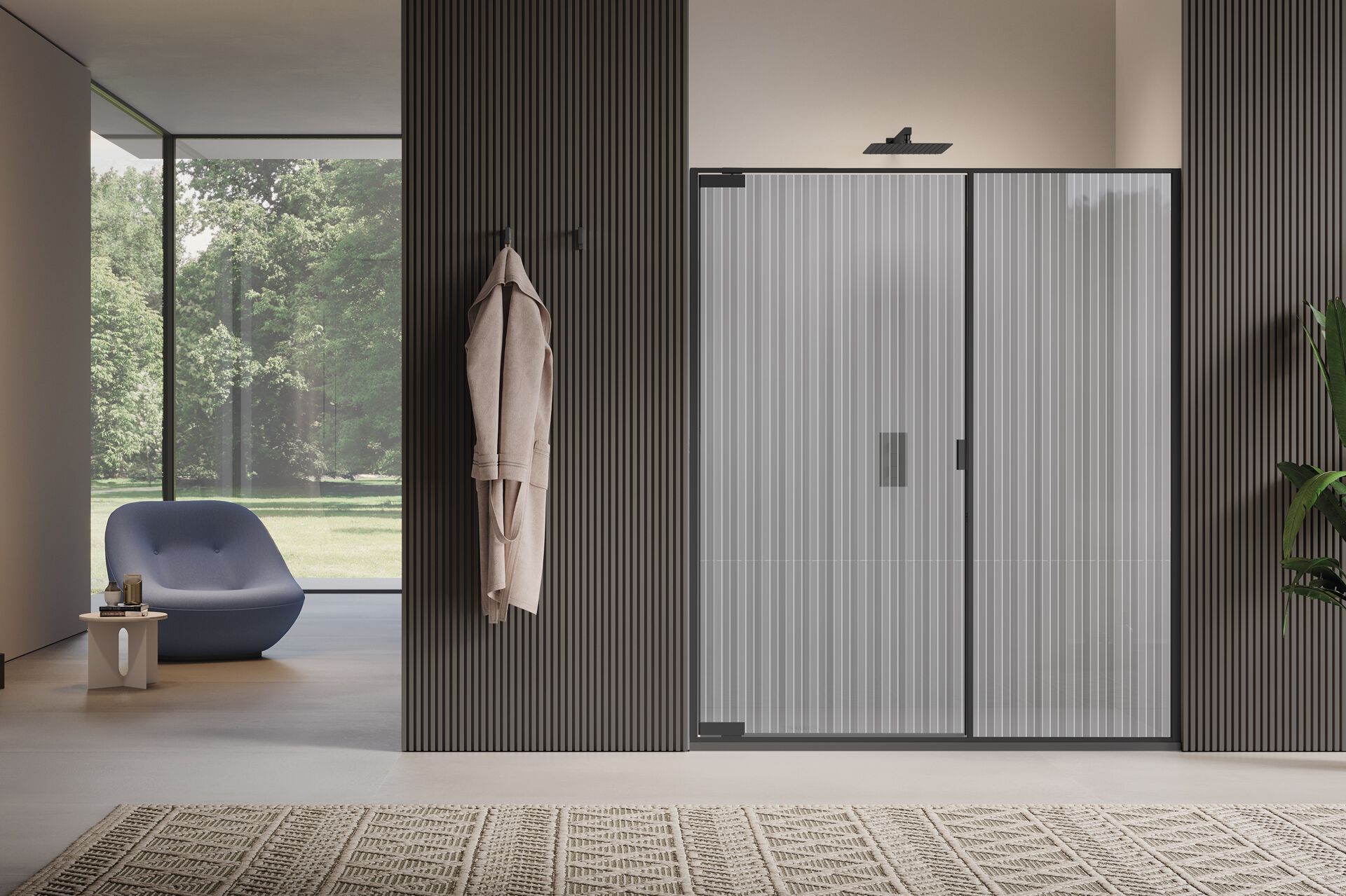 Поворотная поворотная дверь с фиксированной стеной в линии только для ниши Samo PYXIS ARCH-00112847 - Вид №10