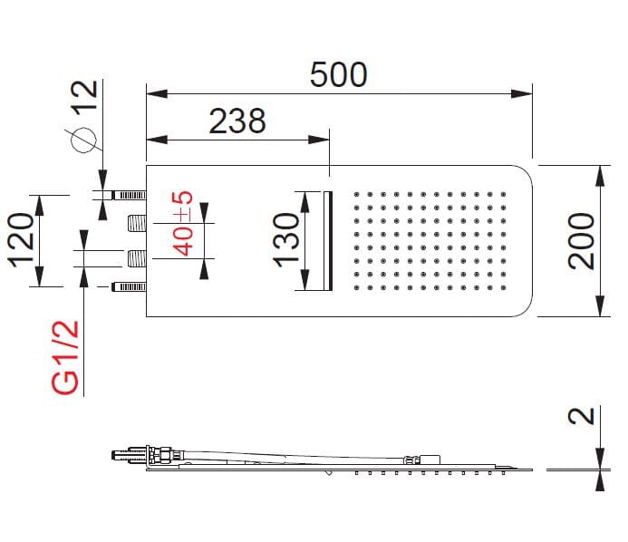 Душевая головка из нержавеющей стали с 2 струями BEAMTECH COYOTE CYTR502 ARCH-00151242 - Вид №3