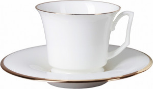 84816 Императорский фарфоровый завод Чашка кофейная с блюдцем "Золотая лента" "Юлия" Фарфор костяной