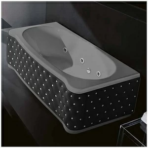 Ванна Gruppo treesse New Classic Young STD-V6747-SX-KCS-SE серая с гидромассажем прямоугольная левая чёрная кожа кристаллы сваровски