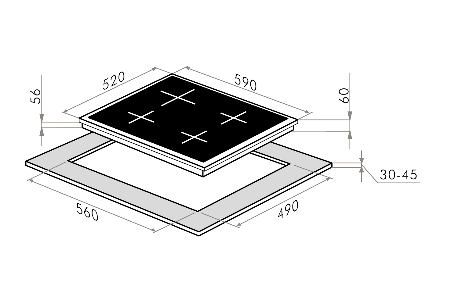 9902859 Индукционная варочная поверхность HOMSair HI64ABK STDN-0047082 - Вид №8