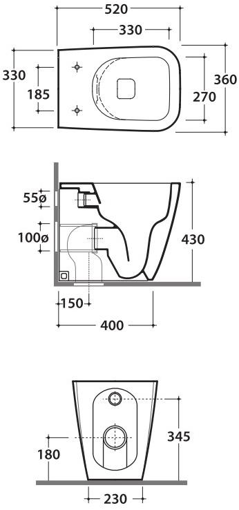 St004/002/001-ss002 Приставной унитаз напольный Белый Ceramica Globo STONE Италия - Вид №7